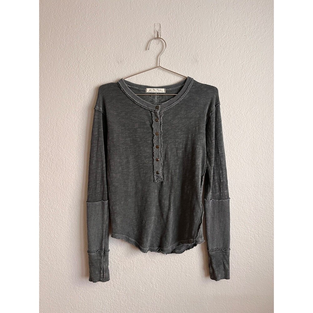 We The Free Phoebe Henley Tee in Washed Black Size XS